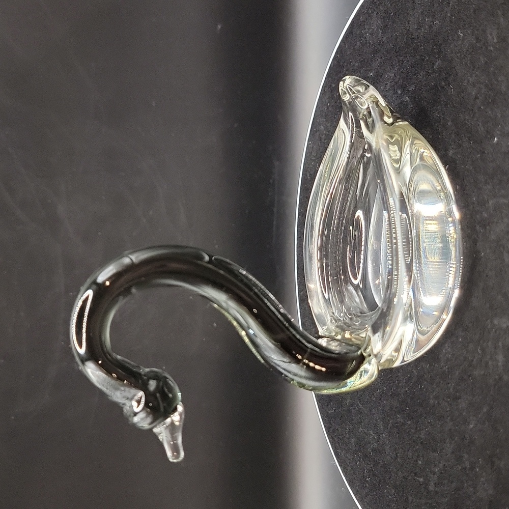 Vintage Clear/Smoky Glass Swan Trinket Dish